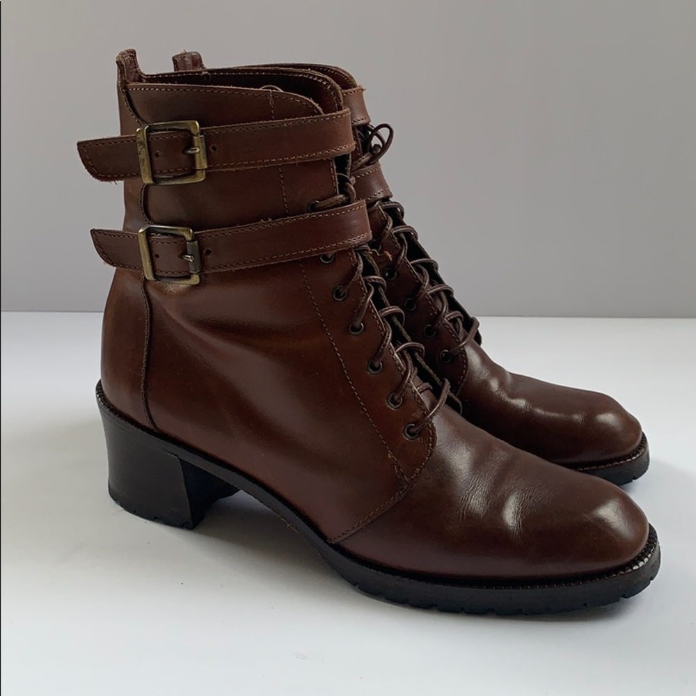 Joan & David Leather Lace Up Ankle Booties; Sz 6